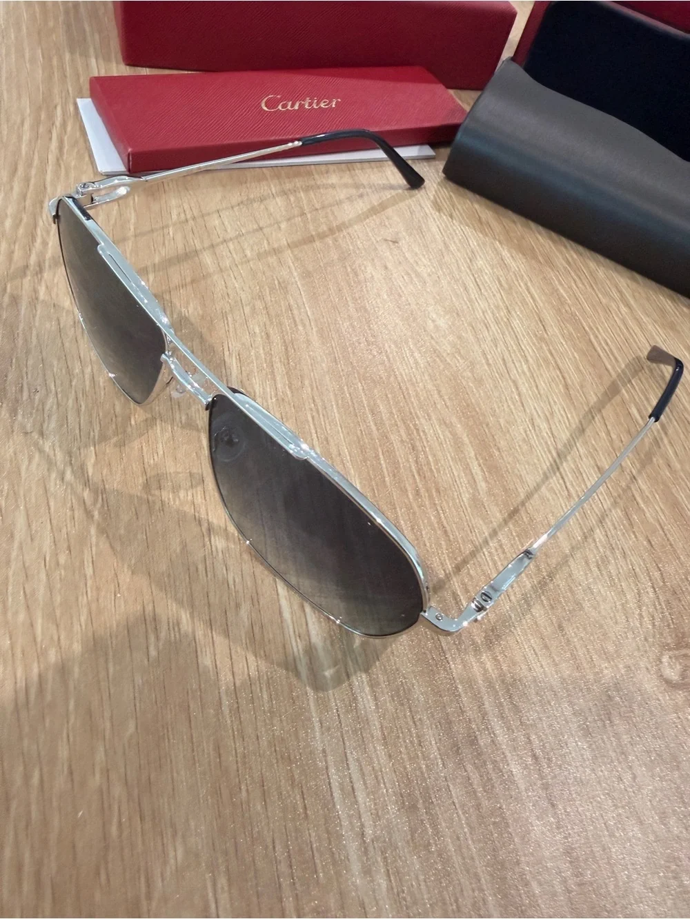 Cartier Black Sunglasses with Red Branded Case
